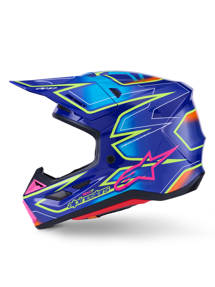 Alpinestars 2026 SM7 Cast Helmet — Blue/Pink/Yellow Fluo