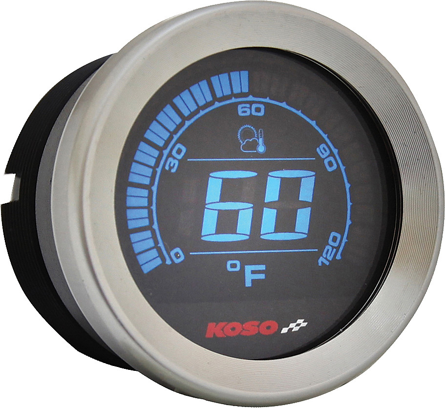 KOSO HD-02 SERIES GAUGE KIT SILVER BEZEL OIL TEMP