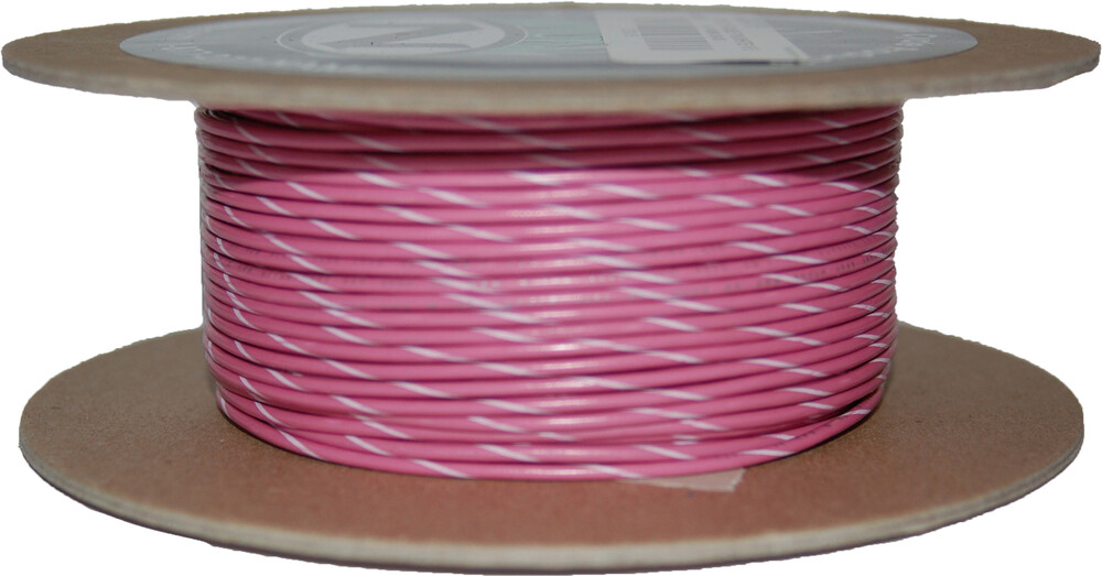 #18-GAUGE PINK/WHITE STRIPE 100' SPOOL OF PRIMARY WIRE
