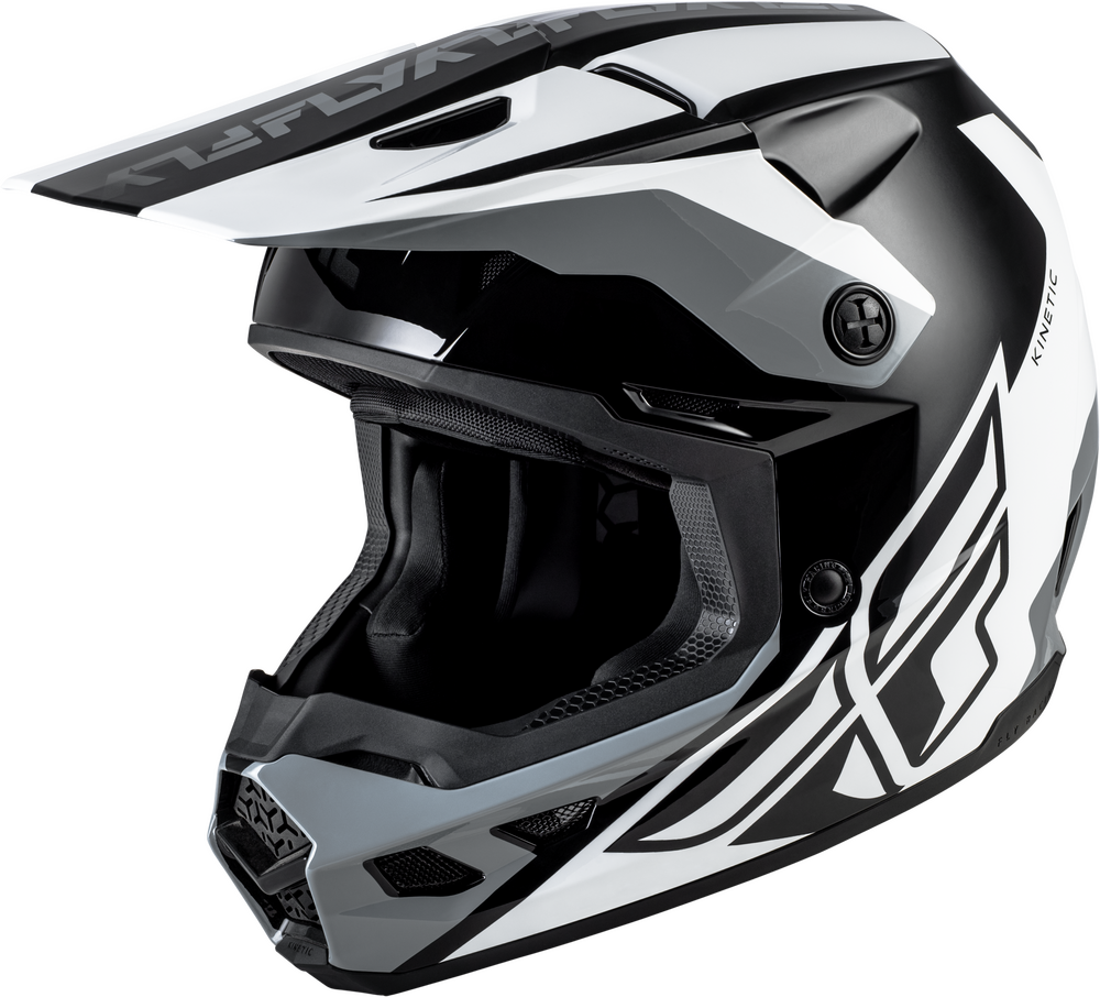 Fly Racing 2026 Kinetic Crest Helmet — Black/White/Grey