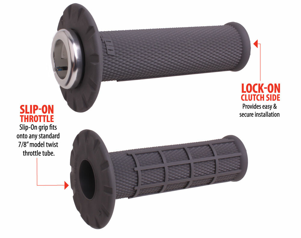 ODI UNIVERSAL LOCK-ON GRIPS HALF-WAFFLE GRAPHITE/SILVER
