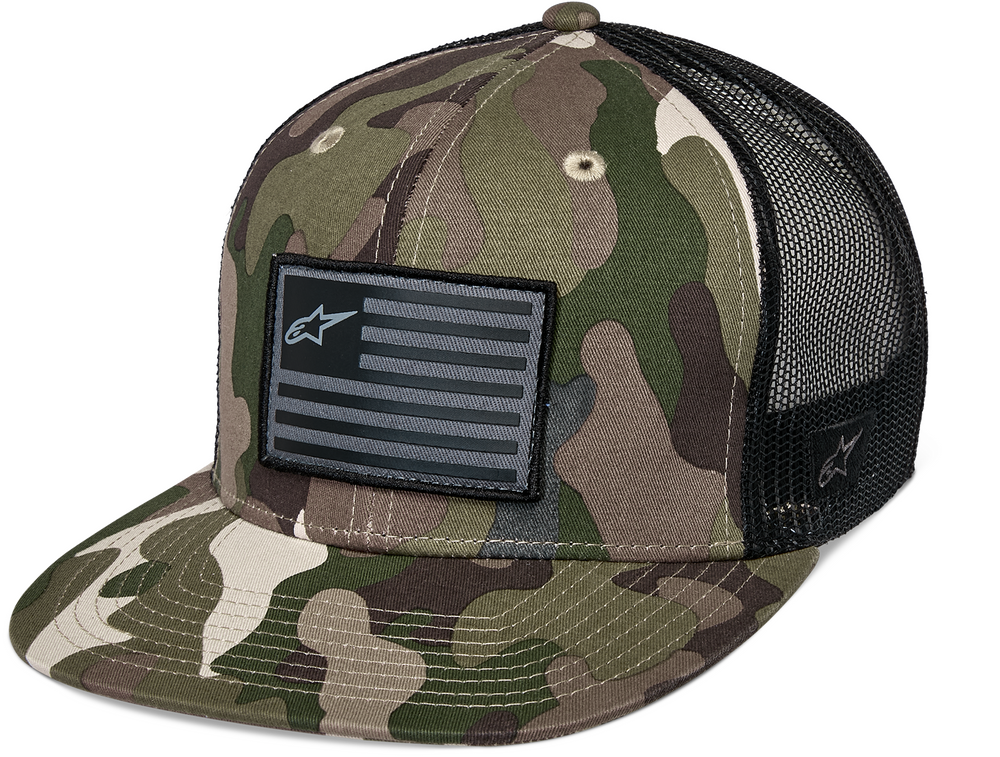 Alpinestars Flag Flat Trucker Hat — Camo/Black