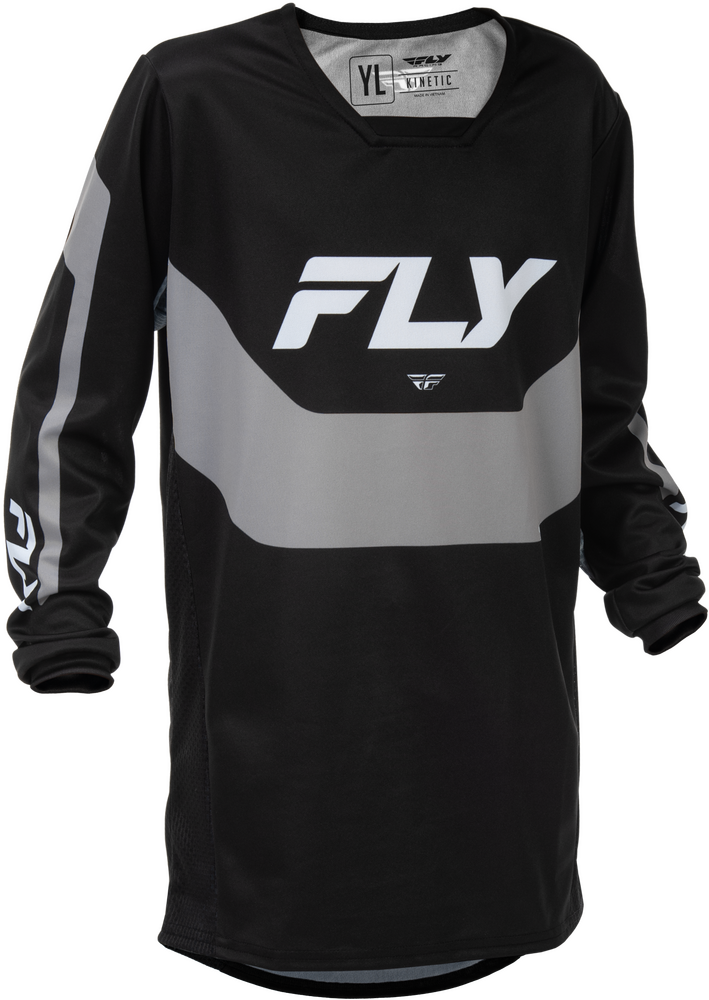 Fly Racing 2026 Youth Kinetic Jersey — Black/Grey