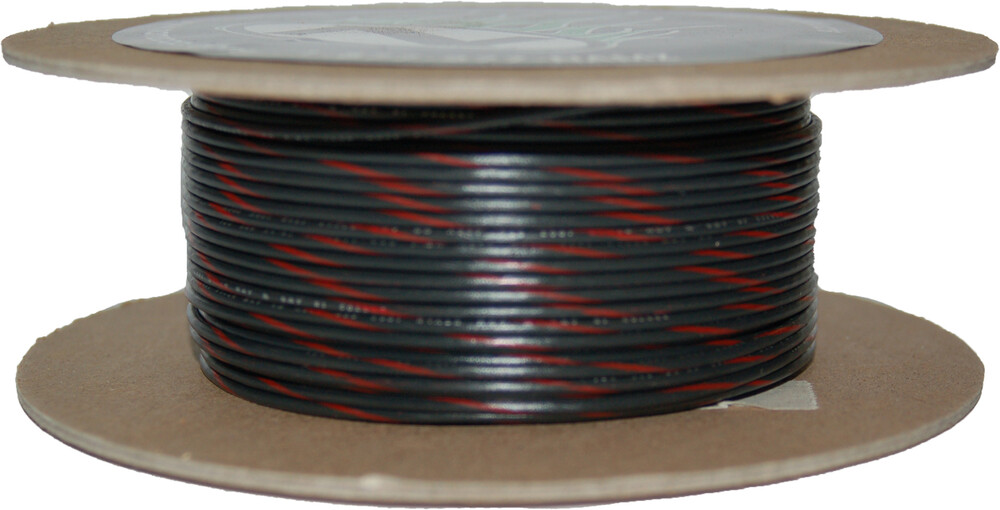 NAMZ CUSTOM CYCLE #18-GAUGE BLACK/RED STRIPE 100' SPOOL OF PRIMARY WIRE