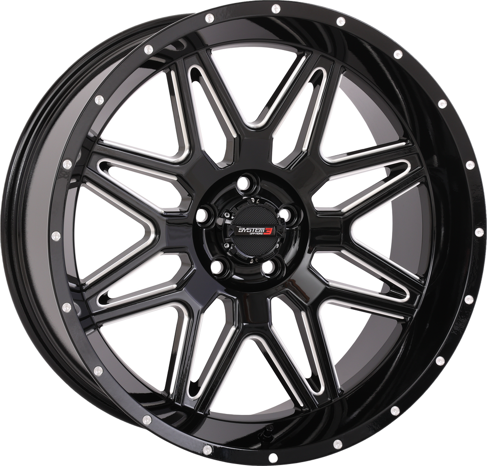 SYSTEM 3 ST7 WHEEL 20X9 5+4 (0MM) 5/4.5 GLOSS BLACK MILLED