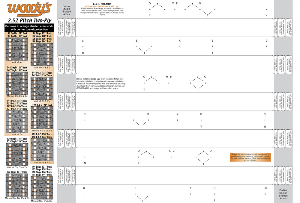 Woodys Stud Template 2.52" 2 Ply