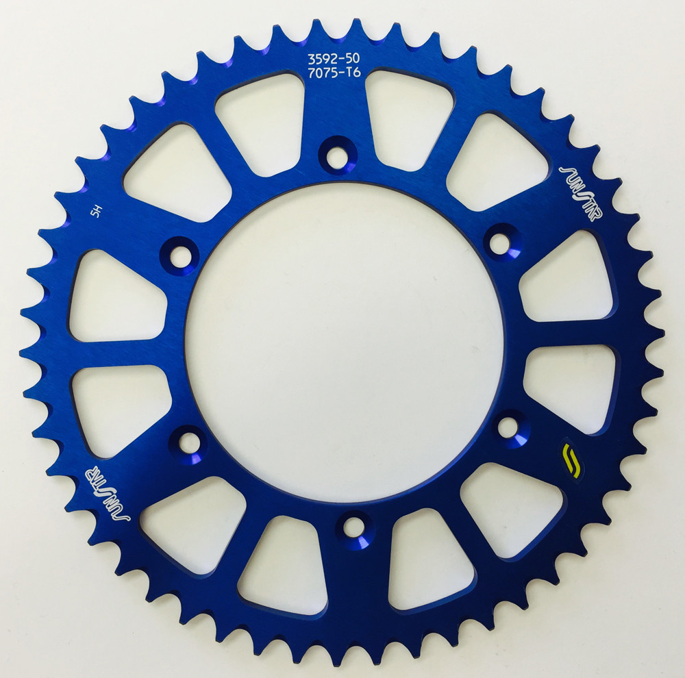 SUNSTAR REAR SPROCKET ALUMINUM 50T-520 BLU HON/YAM