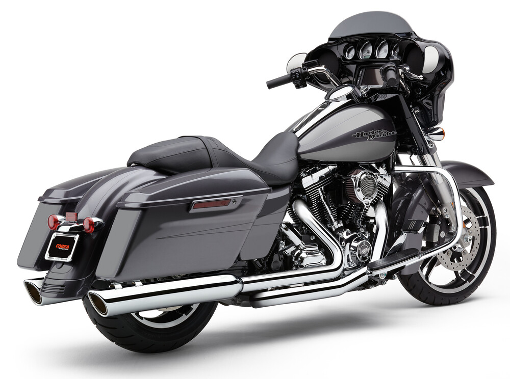 Cobra 909-Twins 4" Slip-Ons Chrome Flh/Flt 95-16