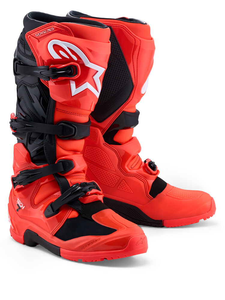Alpinestars Tech 7 Enduro Boots — RED FLUO/BLACK