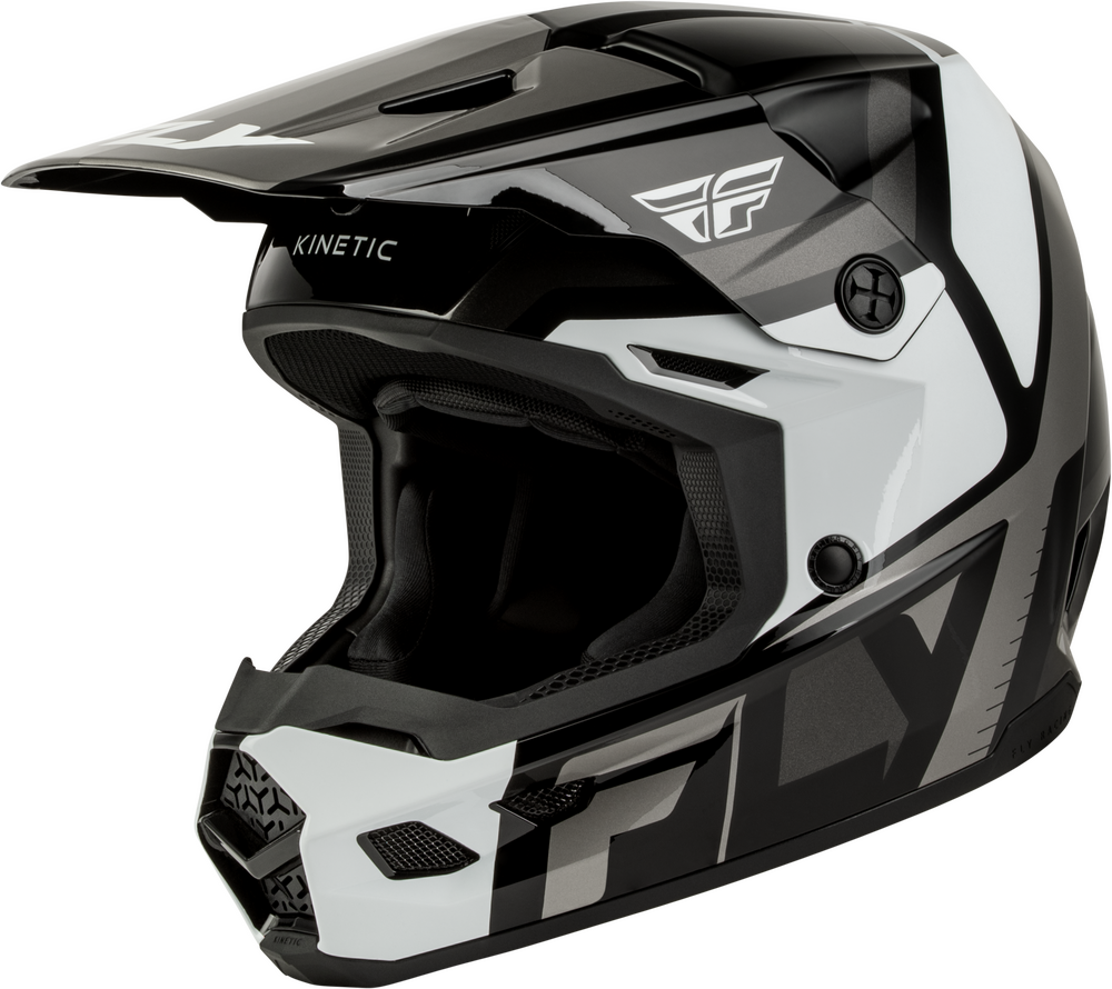 Fly Racing Youth Kinetic Scrap Helmets (2027) — Black/White/Grey
