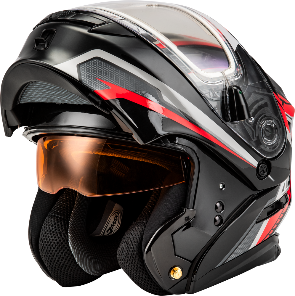 GMAX MD-01S TRANSISTOR SNOW HELMET W ELECTRIC SHIELD BLACK/RED XL