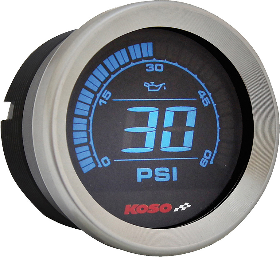 KOSO HD-02 SERIES GAUGE KIT SILVER BEZEL OIL TEMP