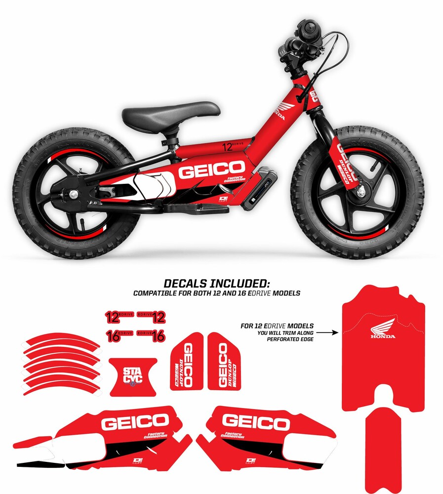 D-COR GRAPHIC KIT STACYC GEICO GRAPHIC KIT STACYC 12" & 16"