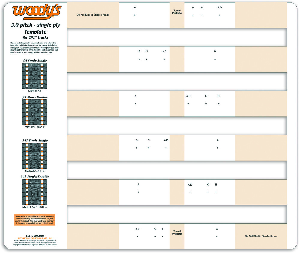 STUDDING TEMPLATE 3.0" PITCH SINGLE PLY
