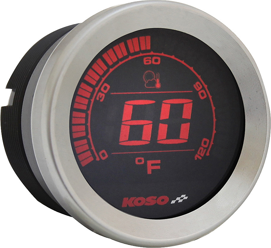KOSO HD-02 SERIES GAUGE KIT SILVER BEZEL OIL TEMP