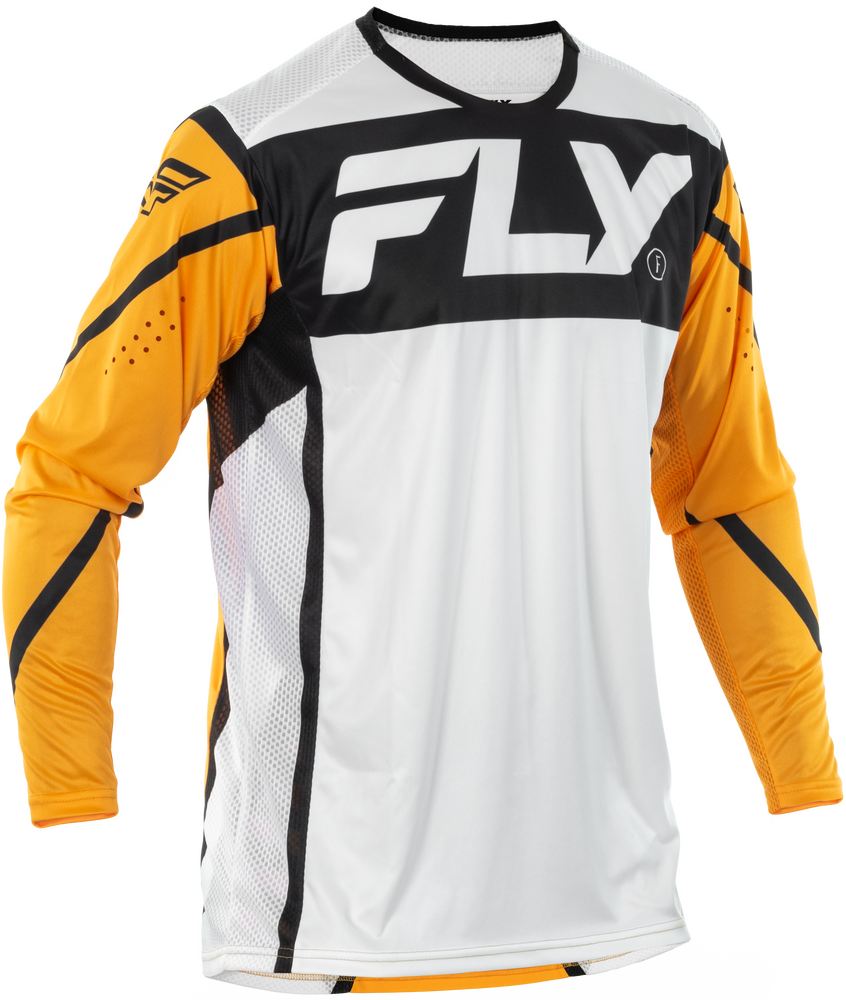 Fly Racing Lite Jersey — White/Black/Mustard