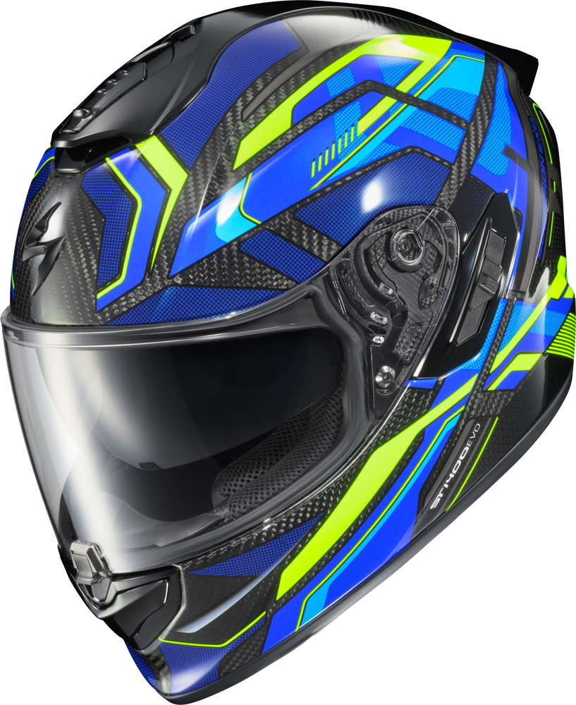SCORPION EXO EXO-ST1400 EVO CARBON HELMET HEX GLOSS BLUE XL