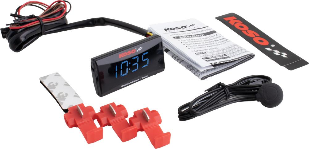 KOSO SUPER SLIM CLOCK / VOLT METER BLUE DISPLAY