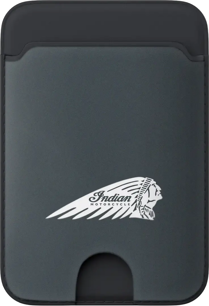 INDIAN CARD WALLET W/HEADDRESS GRAY W/LOGO