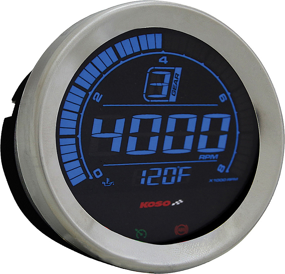 KOSO HD-02 SERIES GAUGE KIT SILVER BEZEL OIL TEMP