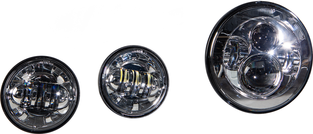 HARDDRIVE LED HEADLIGHT/PASSING LAMP SET CHROME