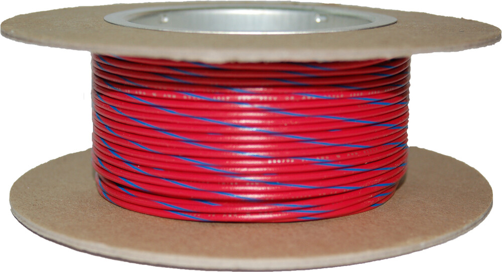 NAMZ CUSTOM CYCLE #18-GAUGE RED/BLUE STRIPE 100' SPOOL OF PRIMARY WIRE