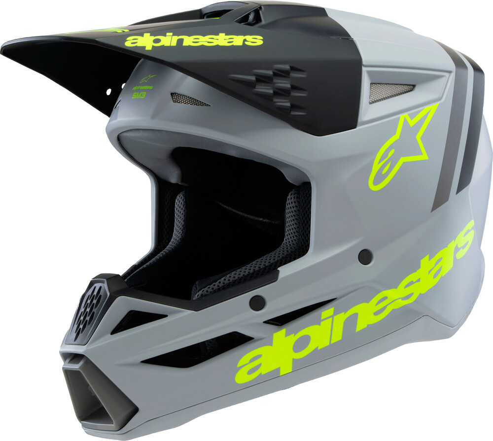 Alpinestars SM3 Youth Radium Helmet — Grey/Black/Yellow Fluo