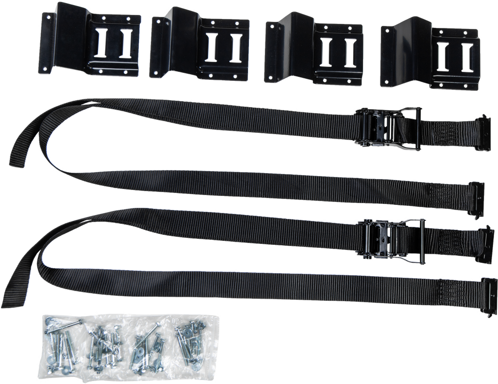 Fire Power Wheel Chock and Strap Kit Black 2pcs