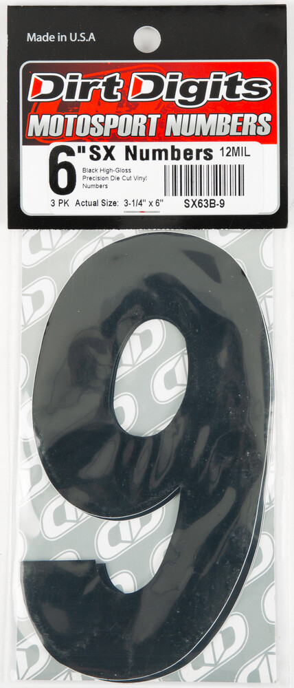 DIRT DIGITS #9 6" BLACK SUPER X DIGITS 3/PK