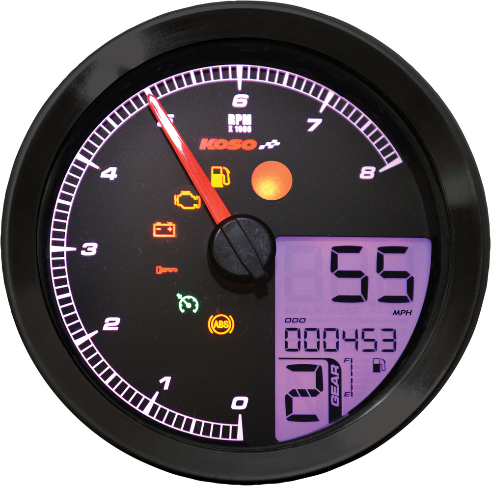 KOSO SPEEDO / TACH BLK BEZEL LCD COLOR CHANGE DISPLAY