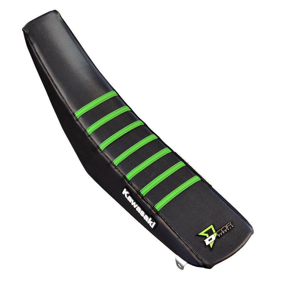 D-COR SEAT COVER BLACK W/GREEN RIBS KAW