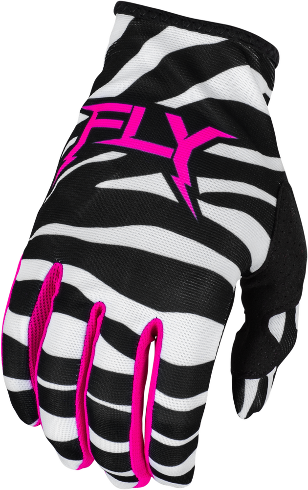 Fly Racing Lite Uncaged Gloves — Black/White/Neon Pink