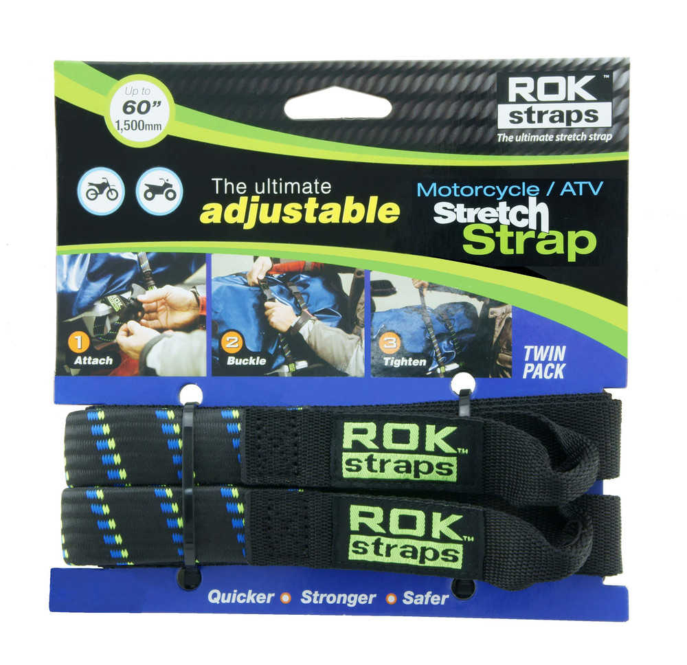 Rokstraps Motorcycle Strap Black/Blue/Green 18"X60"X1"