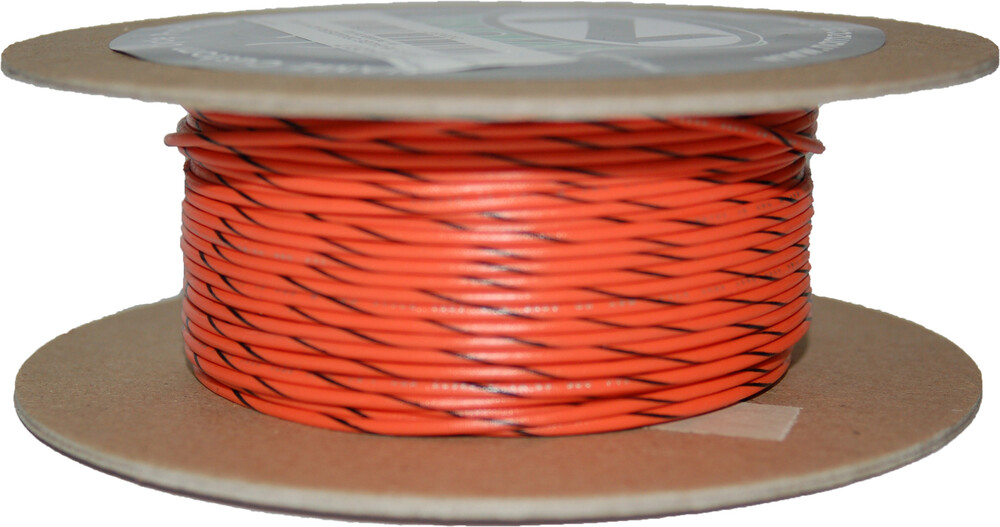 NAMZ CUSTOM CYCLE #18-GAUGE ORANGE/BLACK STRIPE 100' SPOOL OF PRIMARY WIRE