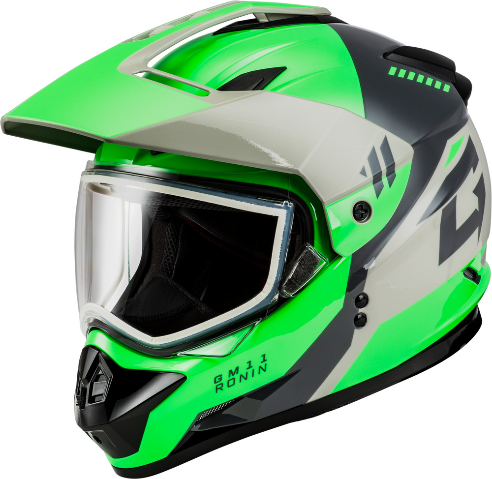 Gmax GM-11S Ronin Snow Helmet — Green/Grey