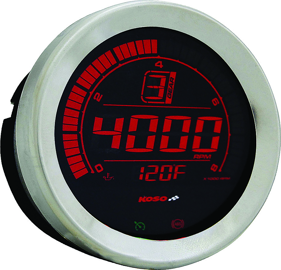 KOSO DIGITAL GAUGE CLUSTER SILVER BEZEL 04-13 FLHT AND FLTR