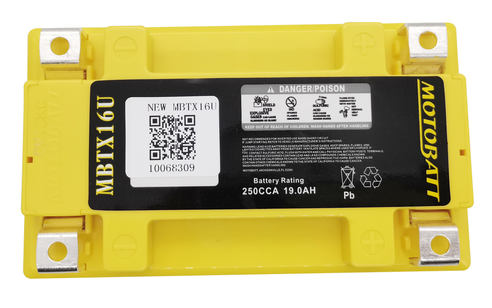 MOTOBATT BATTERY MBTX16U SEALED FACTORY ACTIVATED