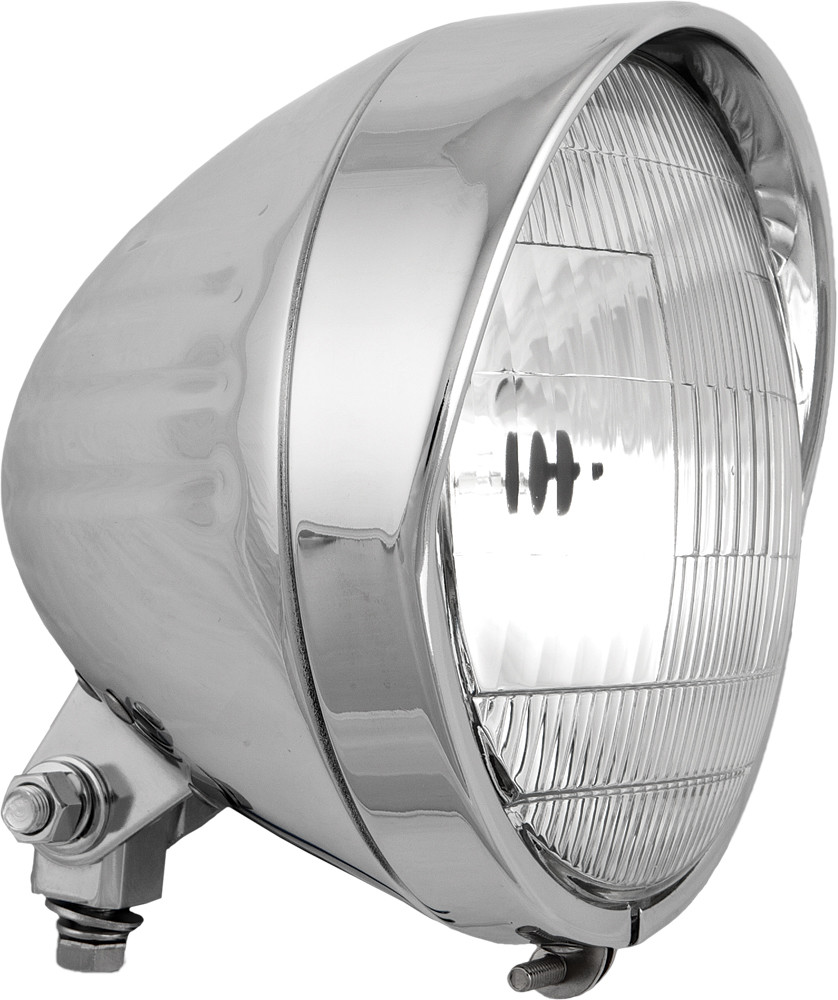 5.75" HEADLIGHT BOTTOM MOUNT CHROME GROOVED W/ VISOR