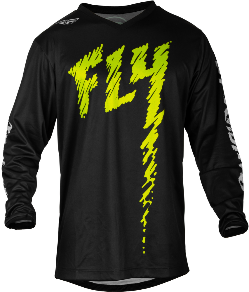 Fly Racing F-16 Jersey — Black/Neon Green/Light Grey