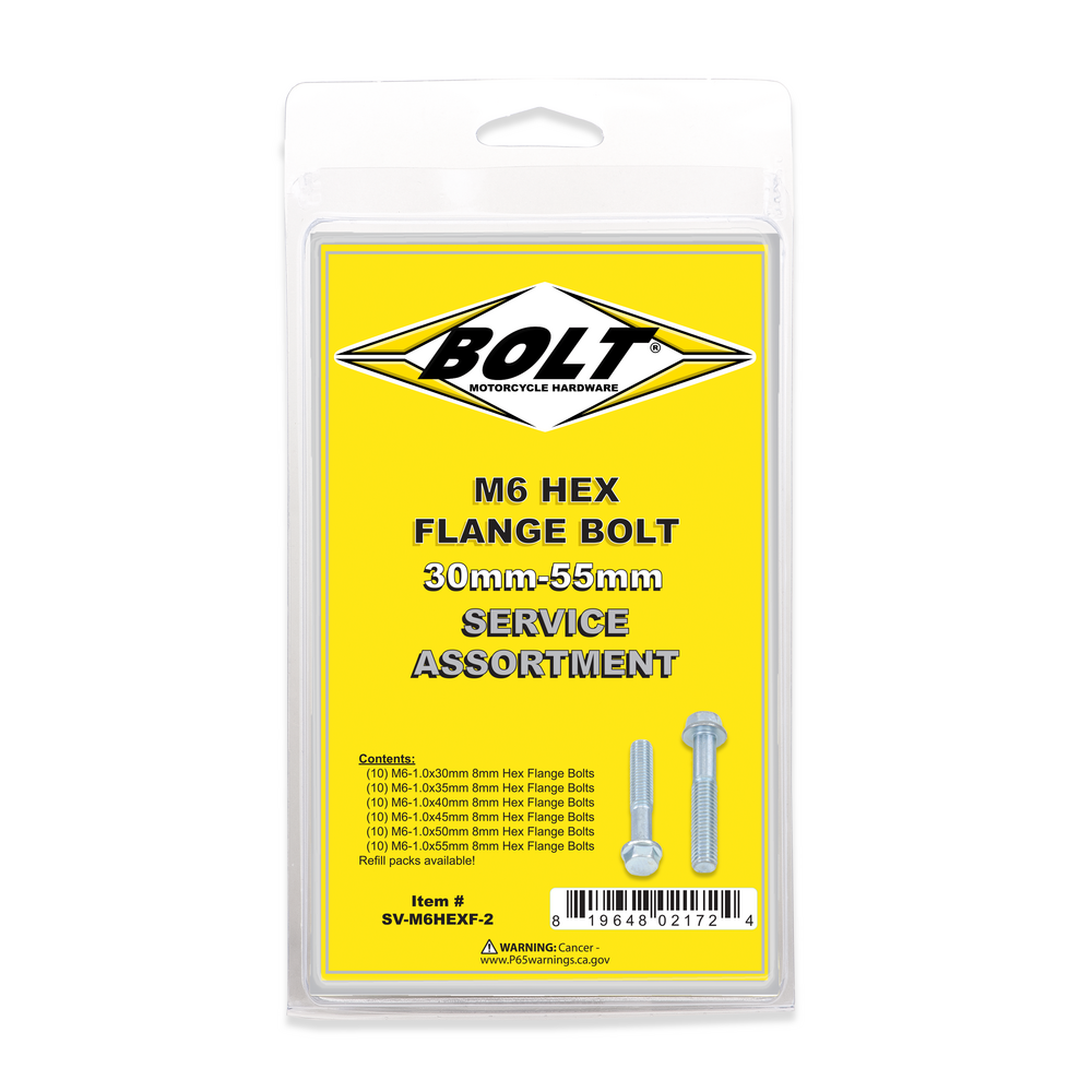 M6 8MM HEX FLANGE BOLT ASSORTMENT 60 PIECE KIT