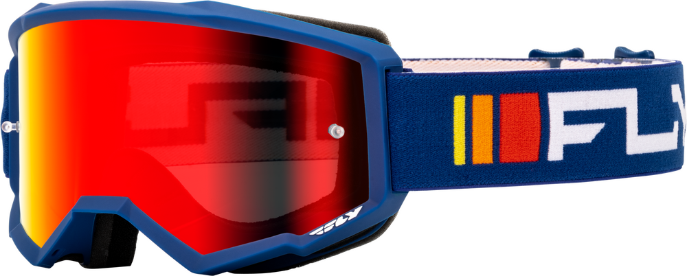 FLY RACING ZONE GOGGLE NAVY/WHITE W/ RED MIRROR/SMOKE LENS