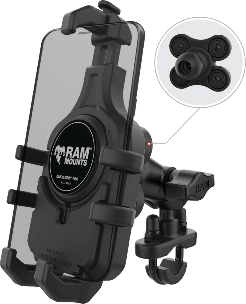 RAM QUICK-GRIP PRO HBAR PHN MNT W/VIBE SAFE SHORT