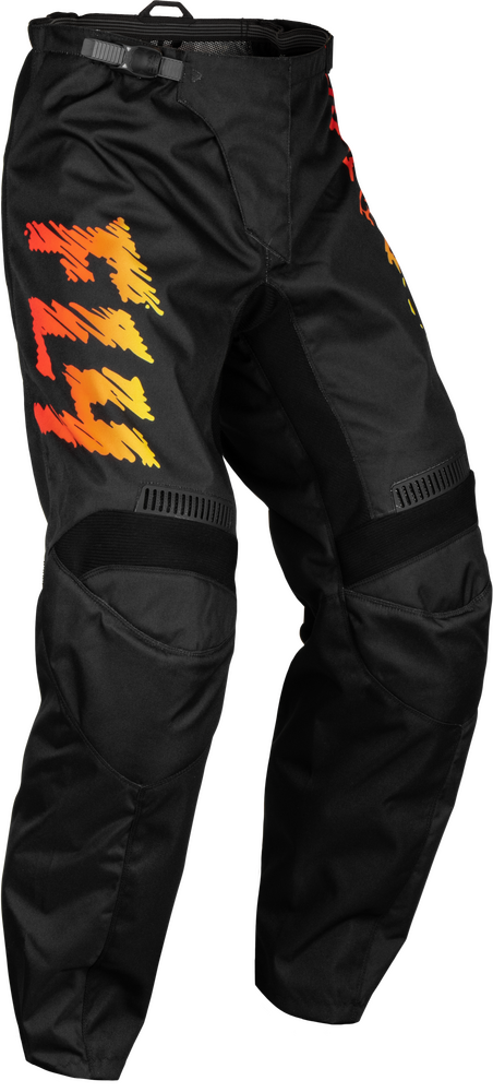 YOUTH F-16 PANTS BLACK/YELLOW/ORANGE SZ 18