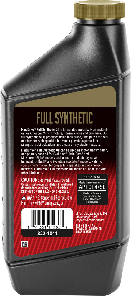 HARDDRIVE FULL SYNTHETIC ENGINE OIL 20W-50 1QT