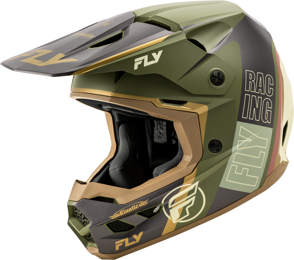 Fly Racing Kinetic Rally Helmet (2025) — Moss Grey/Khaki/Off-White