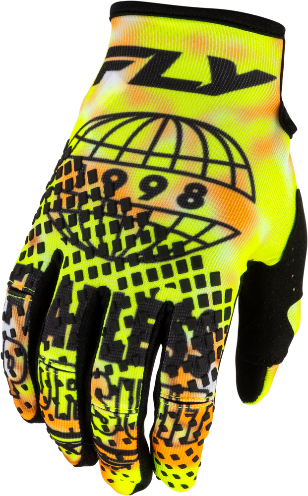 Fly Racing Youth Kinetic Blur Gloves (2027) — White/Hi-Vis/Orange