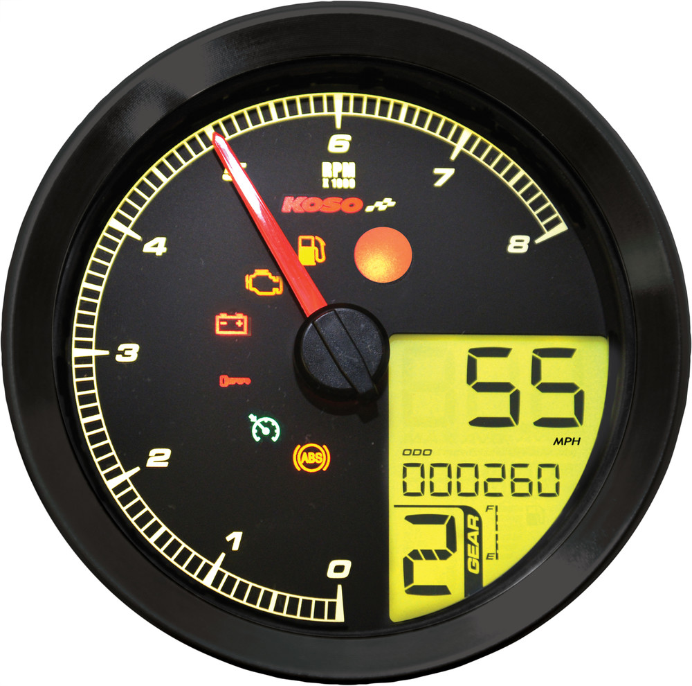 KOSO SPEEDO / TACH BLK BEZEL LCD COLOR CHANGE DISPLAY