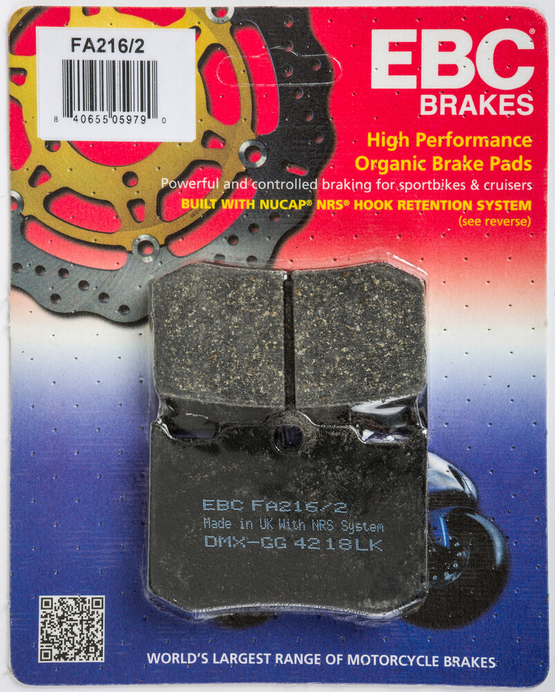 EBC BRAKE PADS FA216/2 AFTERMARKET CALIPER BRAKE PAD