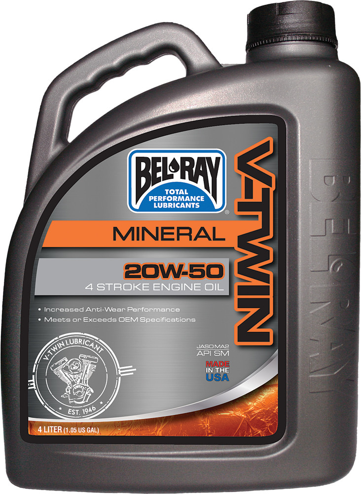 BEL-RAY V-TWIN MINERAL ENGINE OIL 20W-50 4L