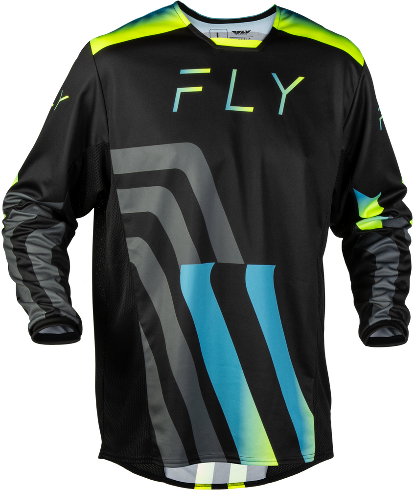 Fly Racing Kinetic Volt Jersey (2027) — Black/Grey/Teal/Yellow